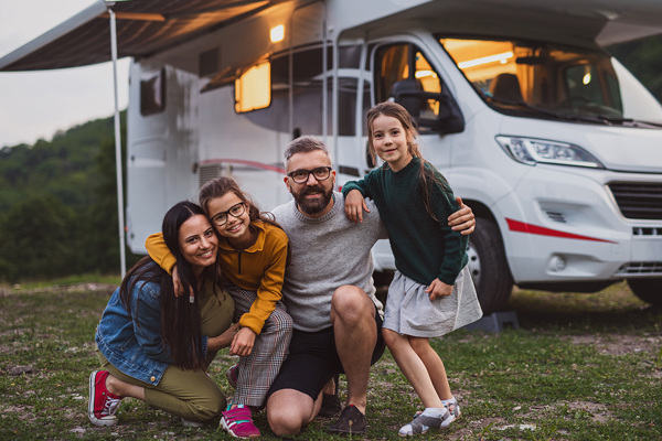 Family by an RV